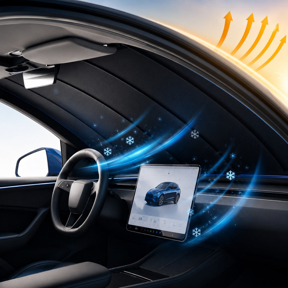 Automatic Windshield Sunshade – One-Touch Retractable Sun Protection for Your Car